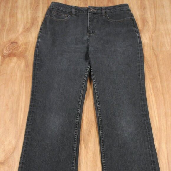 COLDWATER CREEK Classic Waist ShapeMe Straight Leg Jeans Sz 8 PETITE Black Denim - Picture 4 of 16